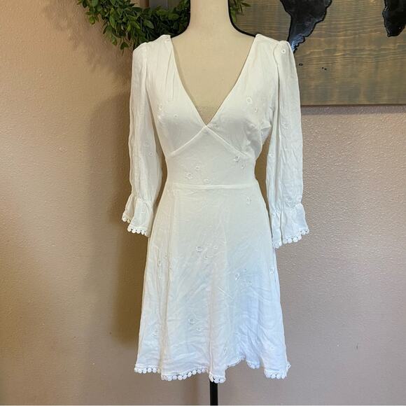 NWOT Lulus In the Meadow White Embroidered Backless Mini Dress - Picture 4 of 13